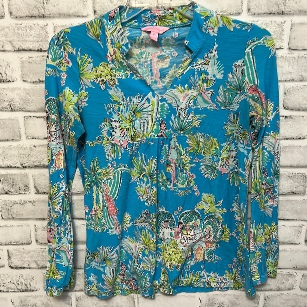 LILLY PULITZER JUNGLE GLAM TOILE MANDY V-Neck Top, Size XS